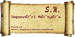 Segesvári Mátyás névjegykártya